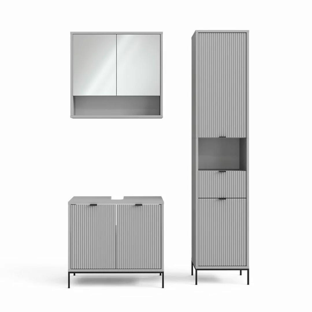 Vicco Badmöbel-Set Eliza, Grau, 3 Teile, günstig online kaufen
