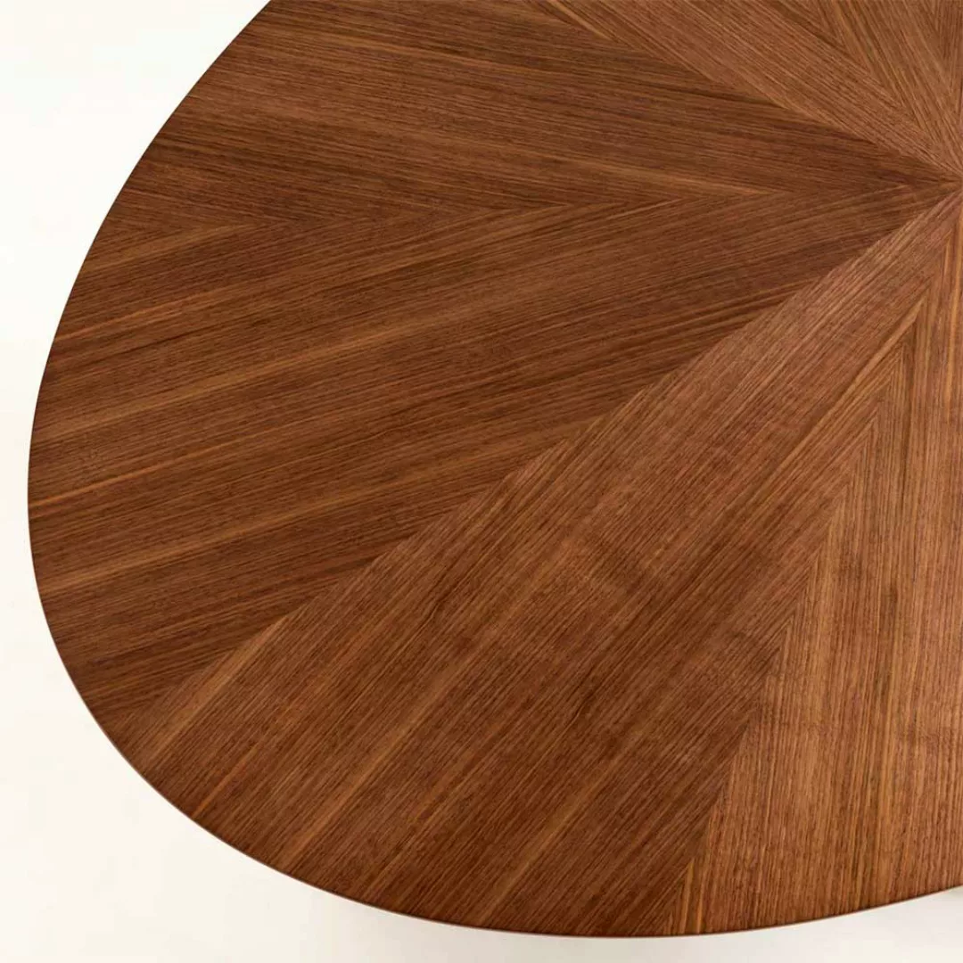 Ovaler Tisch im Retrostil Platte Nussbaum Furnier günstig online kaufen