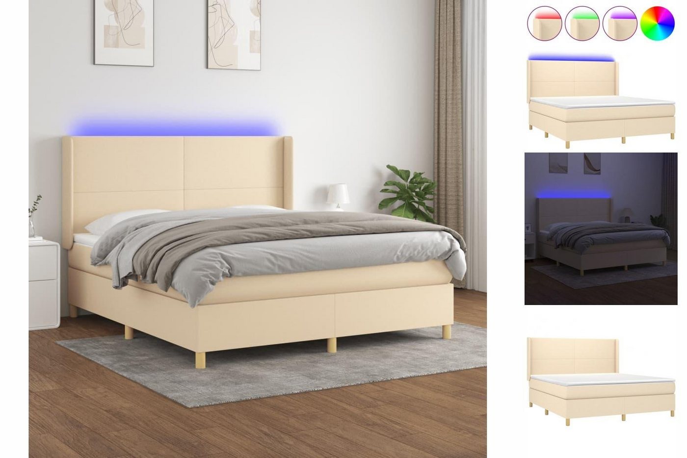 vidaXL Boxspringbett Bett Boxspringbett mit Matratze und LED Stoff (160 x 2 günstig online kaufen