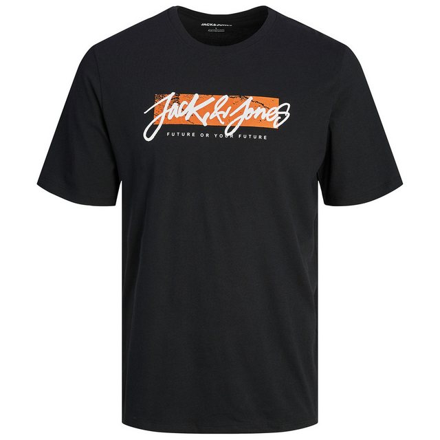 Jack & Jones Rundhalsshirt Jack&Jones XXL T-Shirt schwarz Frontprint JJTILE günstig online kaufen