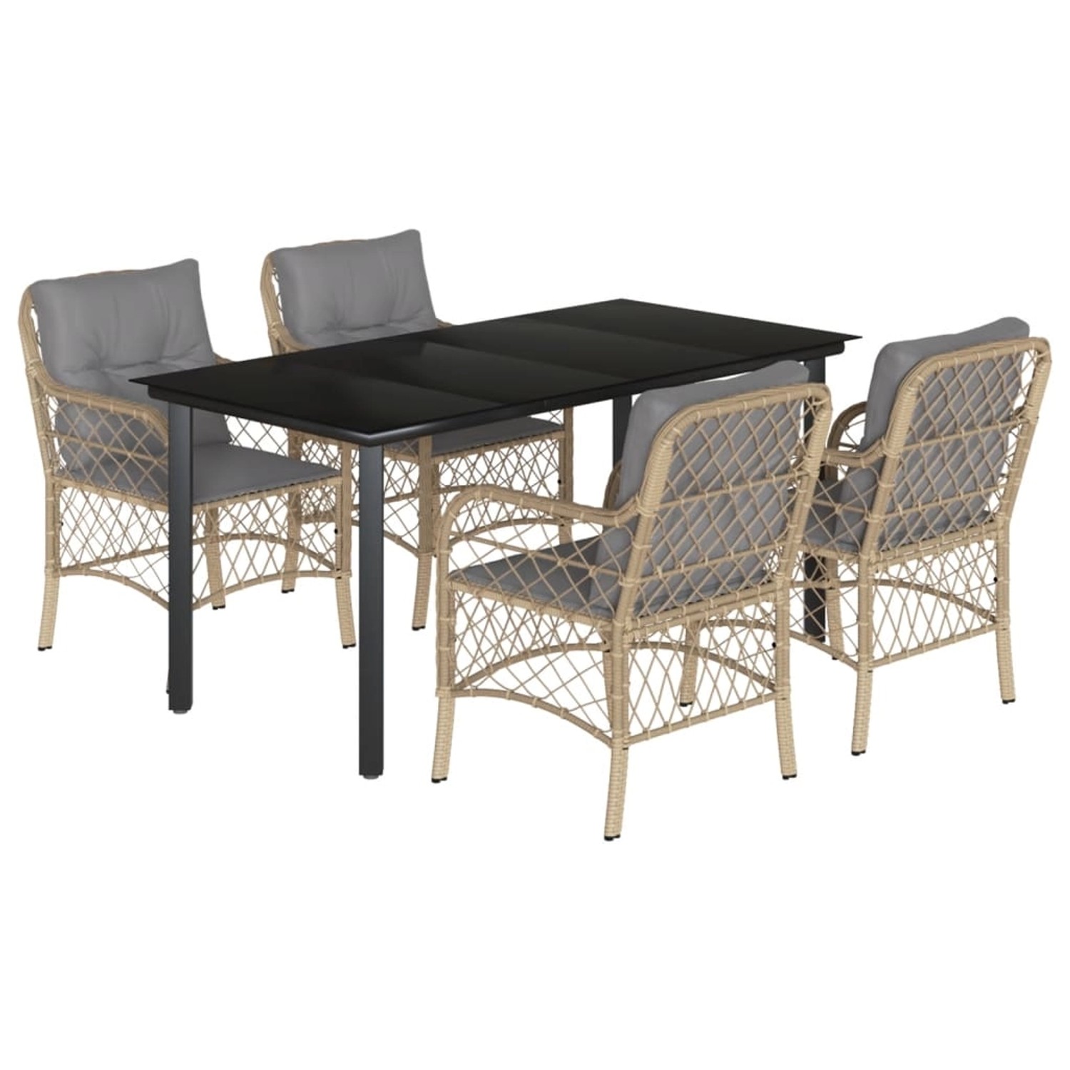 vidaXL 5-Tlg Garten-Essgruppe mit Kissen Beigemischung Poly Rattan 3212162 günstig online kaufen