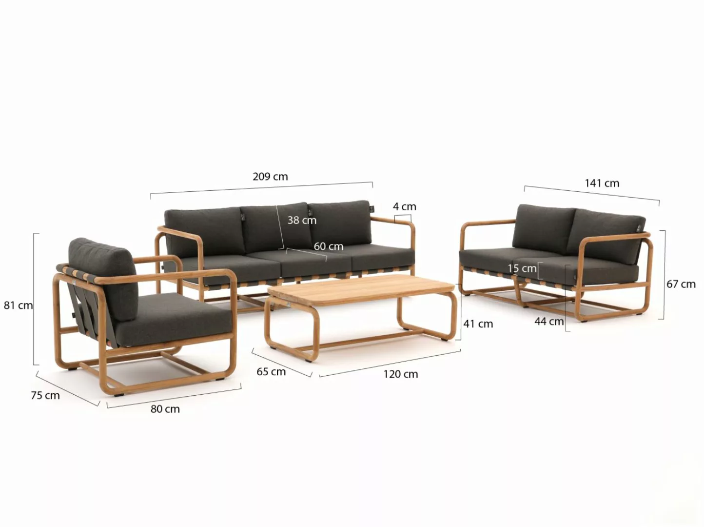 Apple Bee Dolce Sessel-Sofa Lounge-Set 4-teilig günstig online kaufen