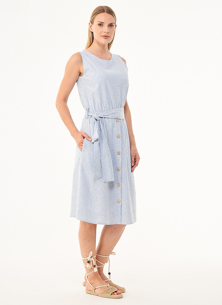 Gestreiftes Kleid Aus Bio-baumwolle Und Leinen günstig online kaufen