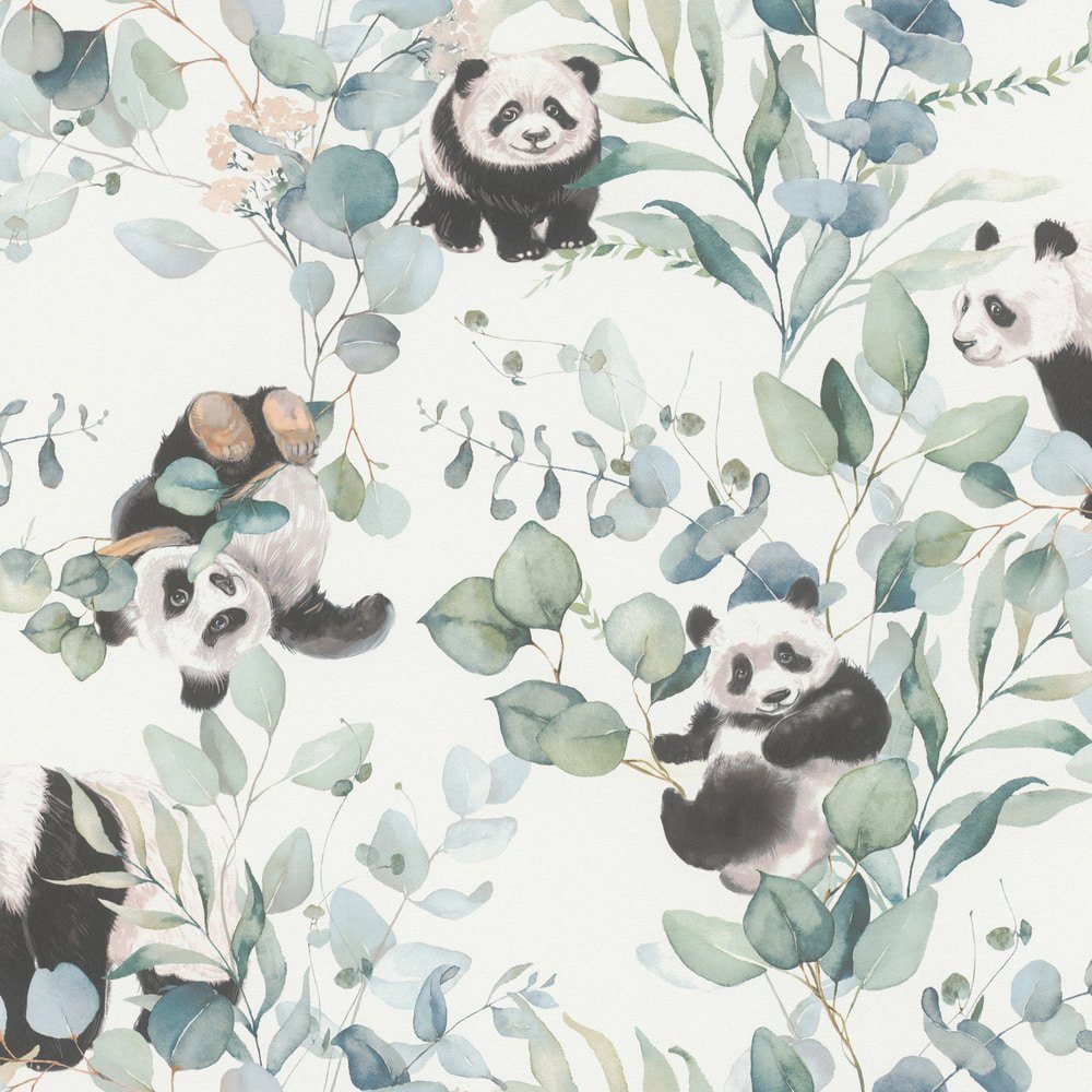 Rasch Vliestapete Pandas Blätter Zweige Äste günstig online kaufen