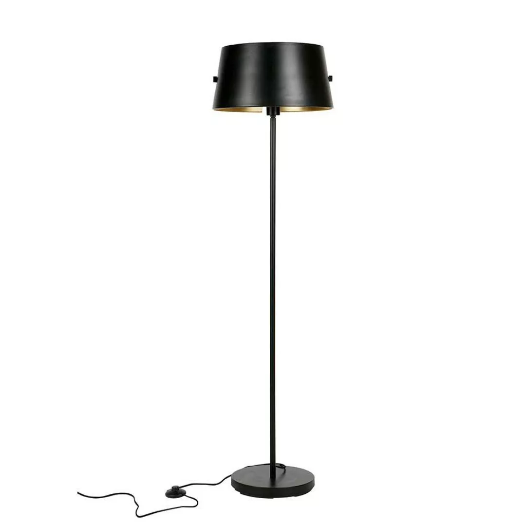 Design Stehlampe in Schwarz und Messingfarben Schirm günstig online kaufen