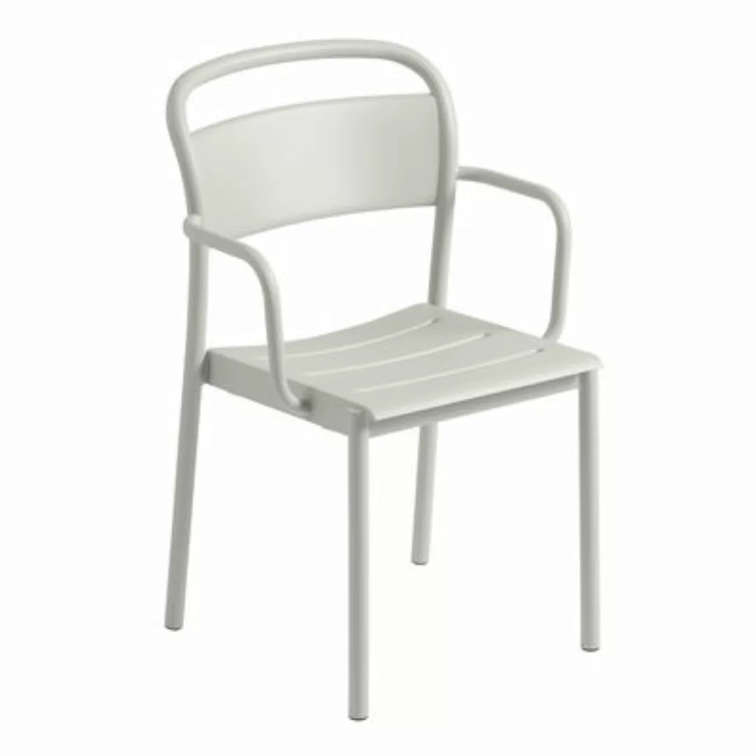Stapelbarer Sessel Linear metall grau / Stahl - Muuto - Grau günstig online kaufen
