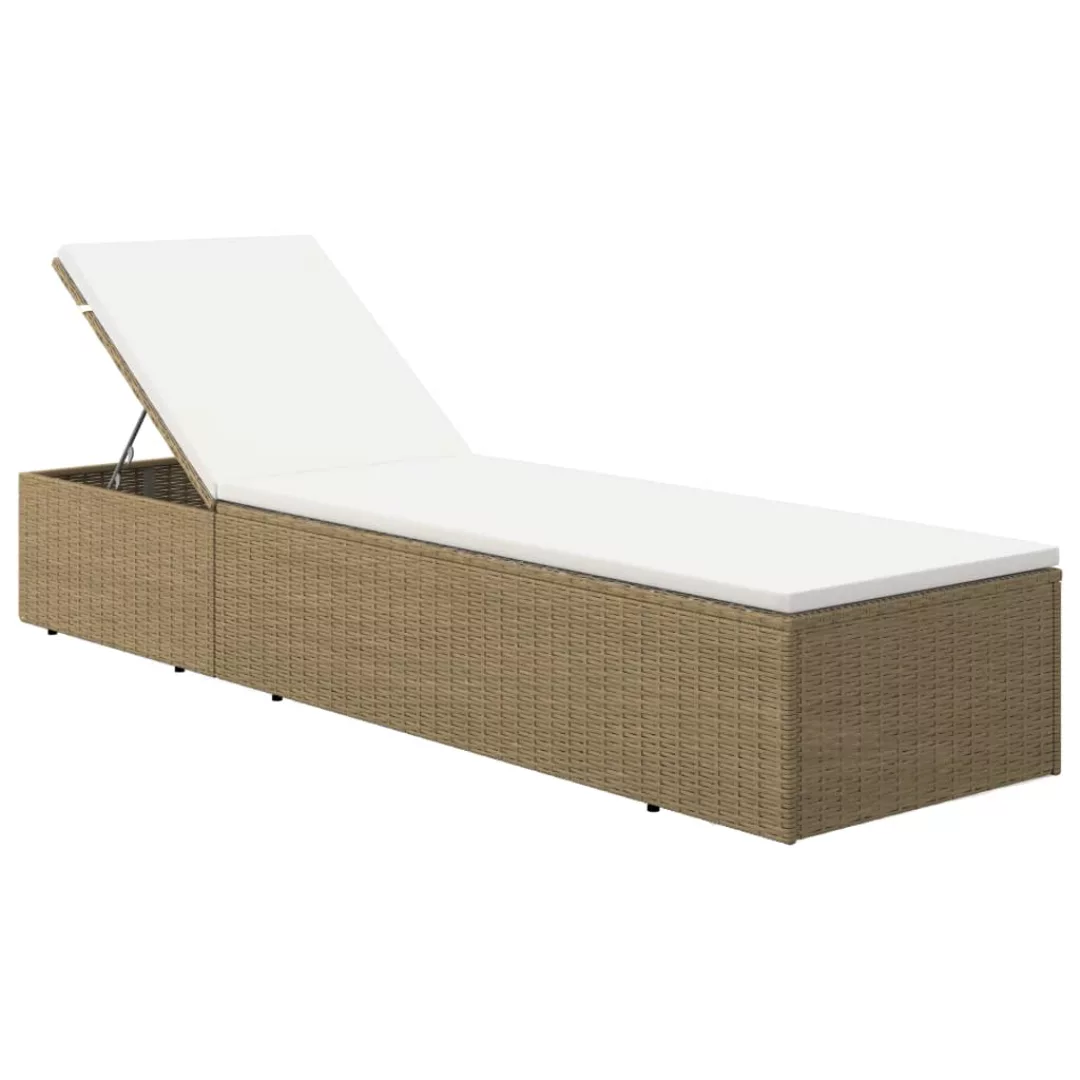 Sonnenliege Poly Rattan Braun Und Cremeweiß günstig online kaufen