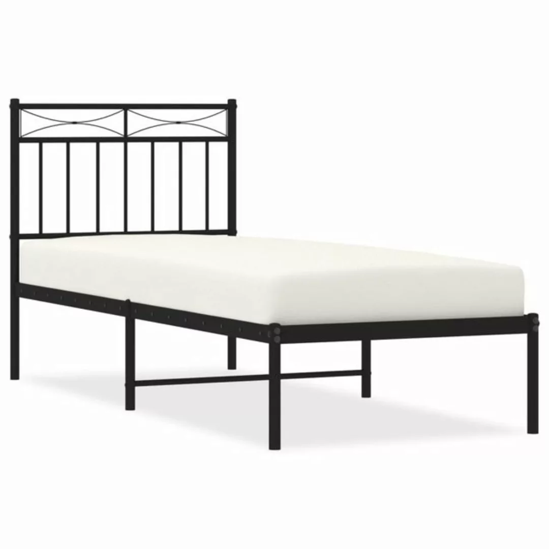 vidaXL Bett Bettgestell mit Kopfteil Metall Schwarz 75x190 cm günstig online kaufen