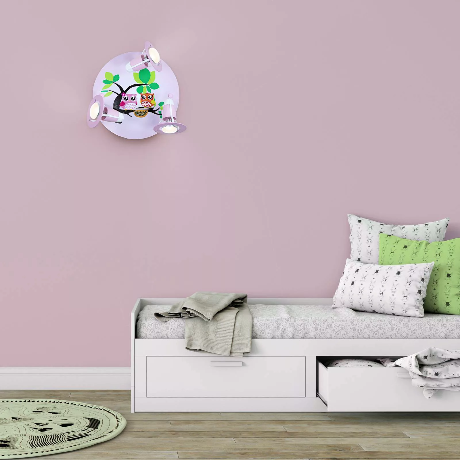 Deckenleuchte Eule fürs Kinderzimmer, rosa günstig online kaufen