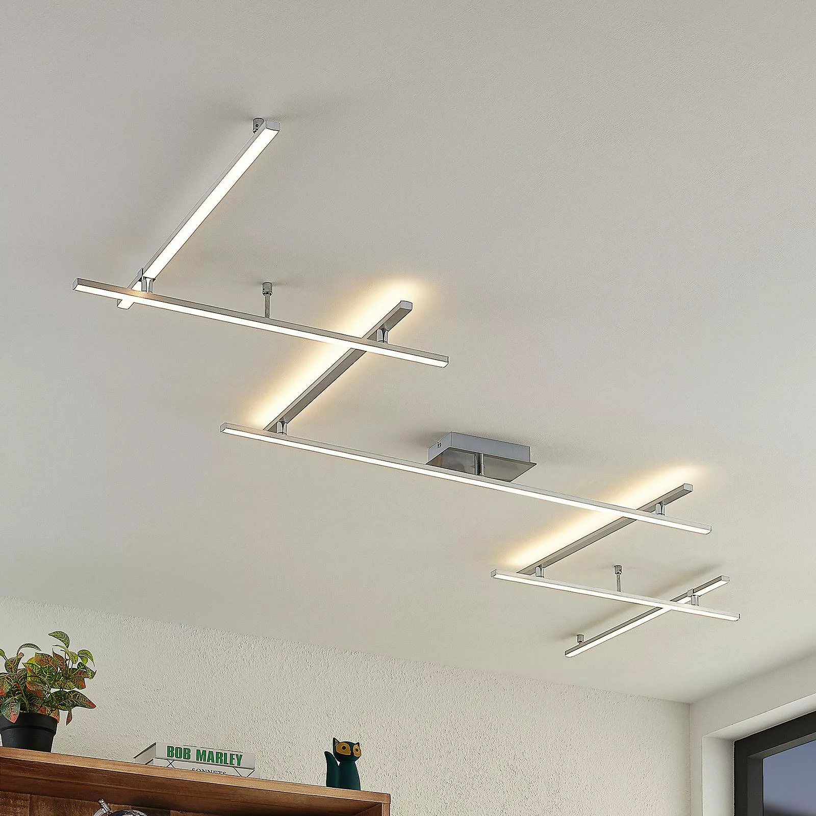 Lindby LED-Deckenleuchte Kerem, 345 cm, nickelfarben, Metall günstig online kaufen