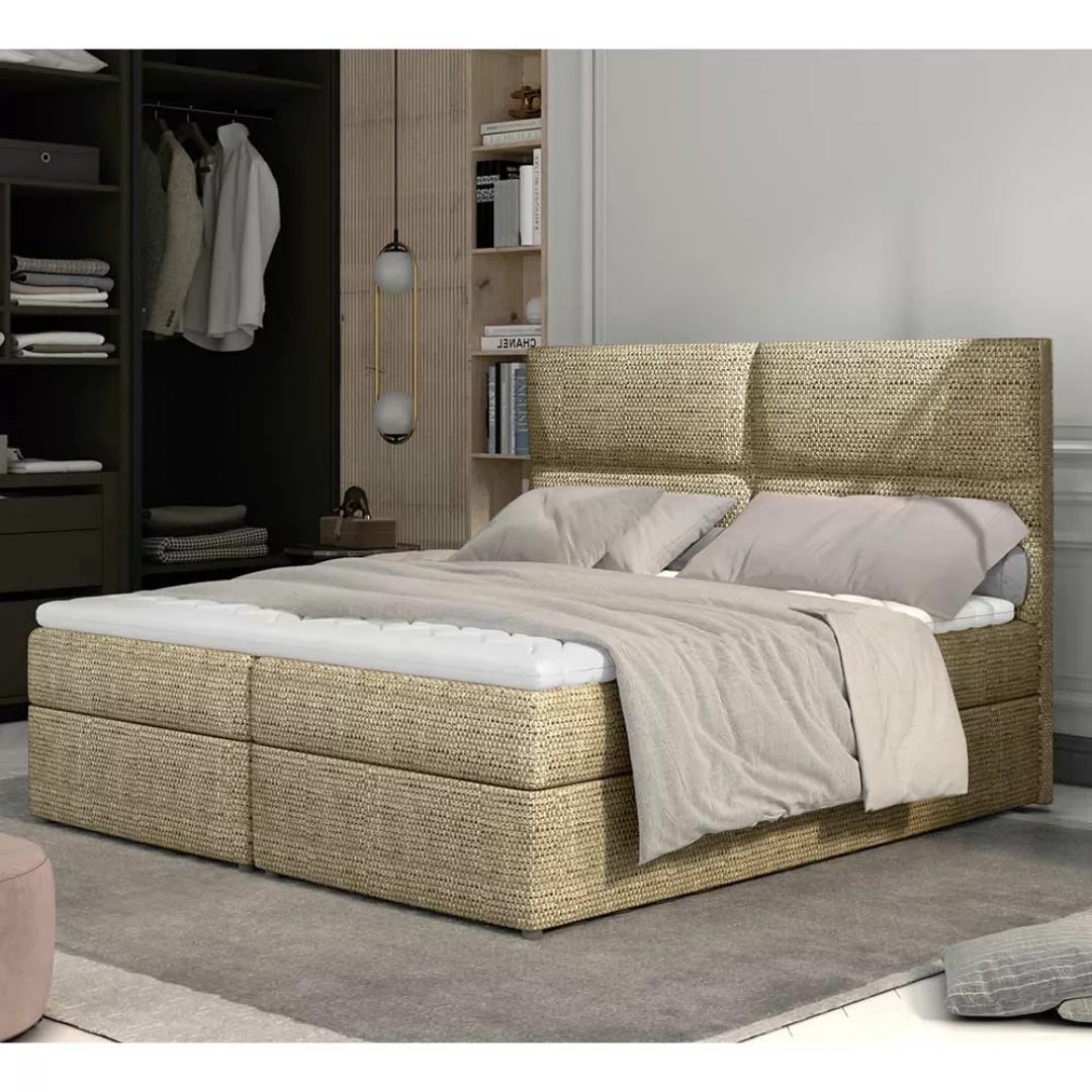 Polsterbett Boxbett in Beige aus Webstoff günstig online kaufen