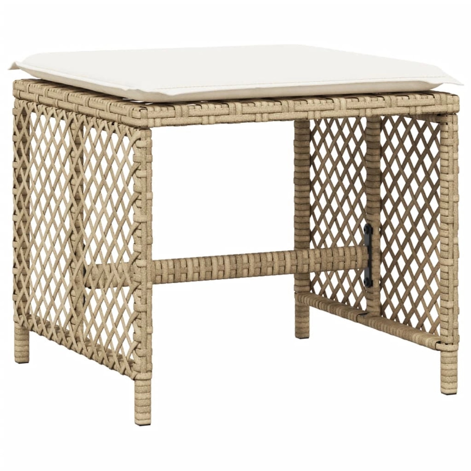 vidaXL Gartenhocker mit Kissen 4 Stk. Beige 41x41x36 cm Poly Rattan günstig online kaufen