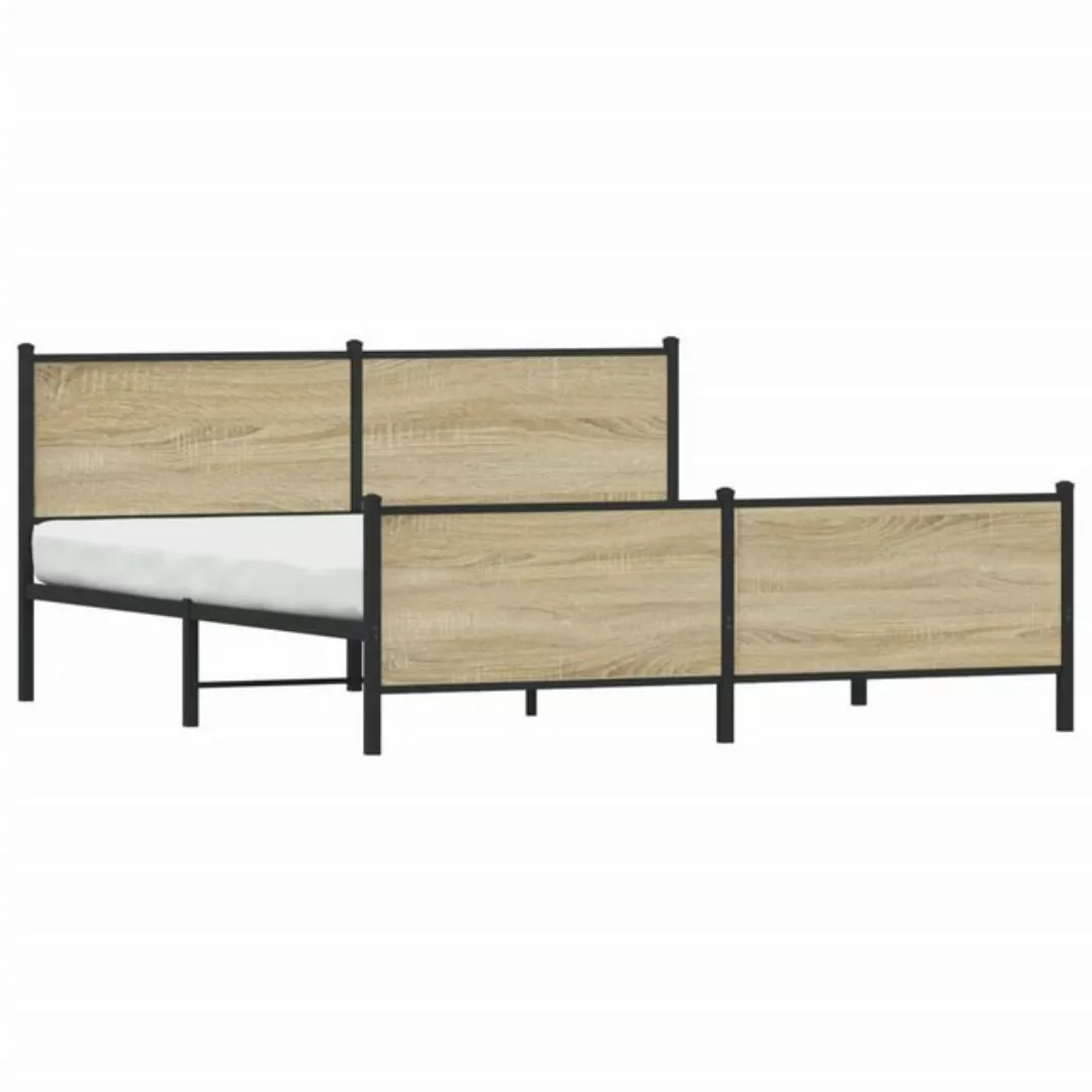 vidaXL Bett Metallbett ohne Matratze Sonoma-Eiche 180x200 cm günstig online kaufen