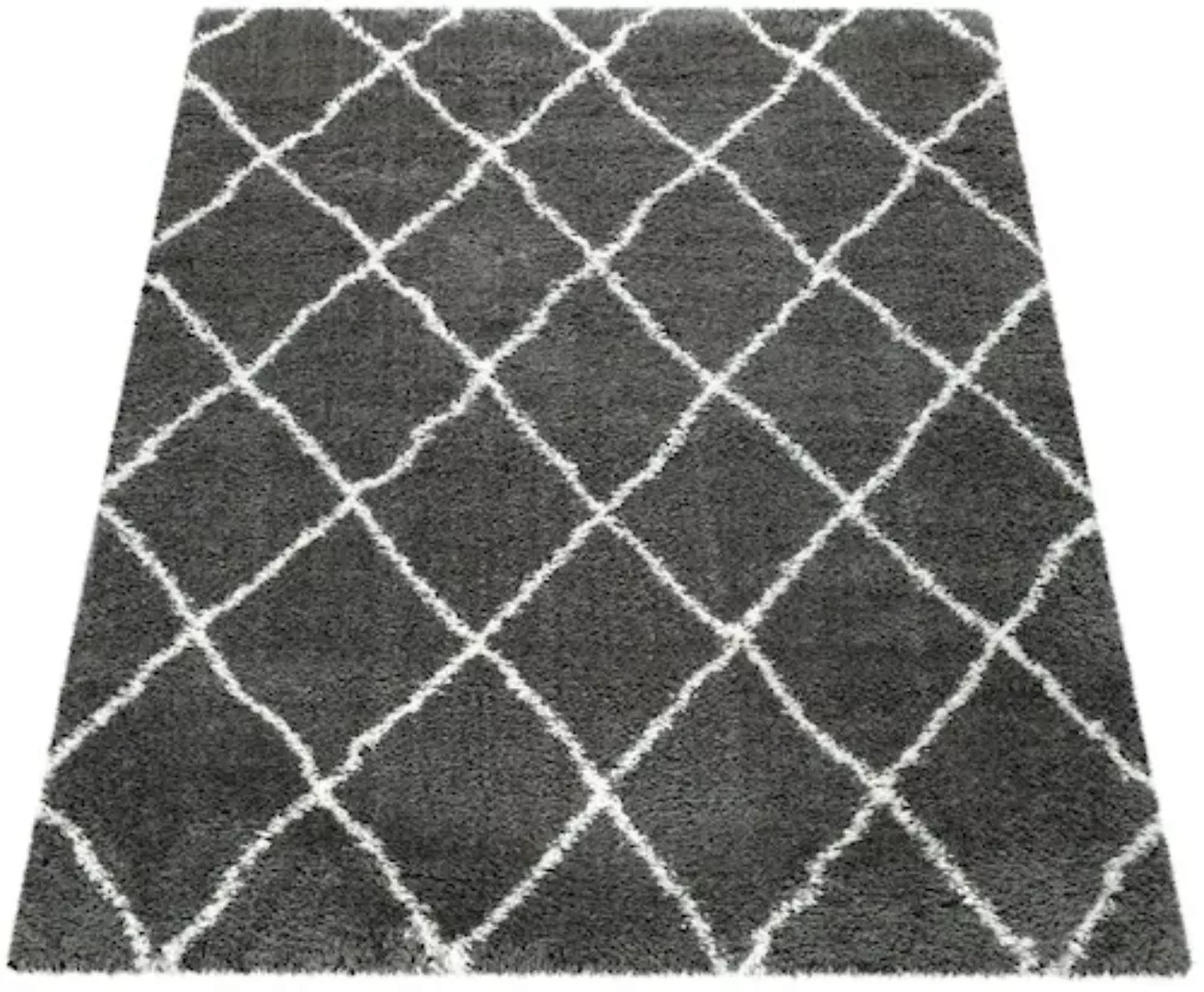 Paco Home Hochflor-Teppich »Maghreb 075«, rechteckig, Rauten Muster, Scandi günstig online kaufen