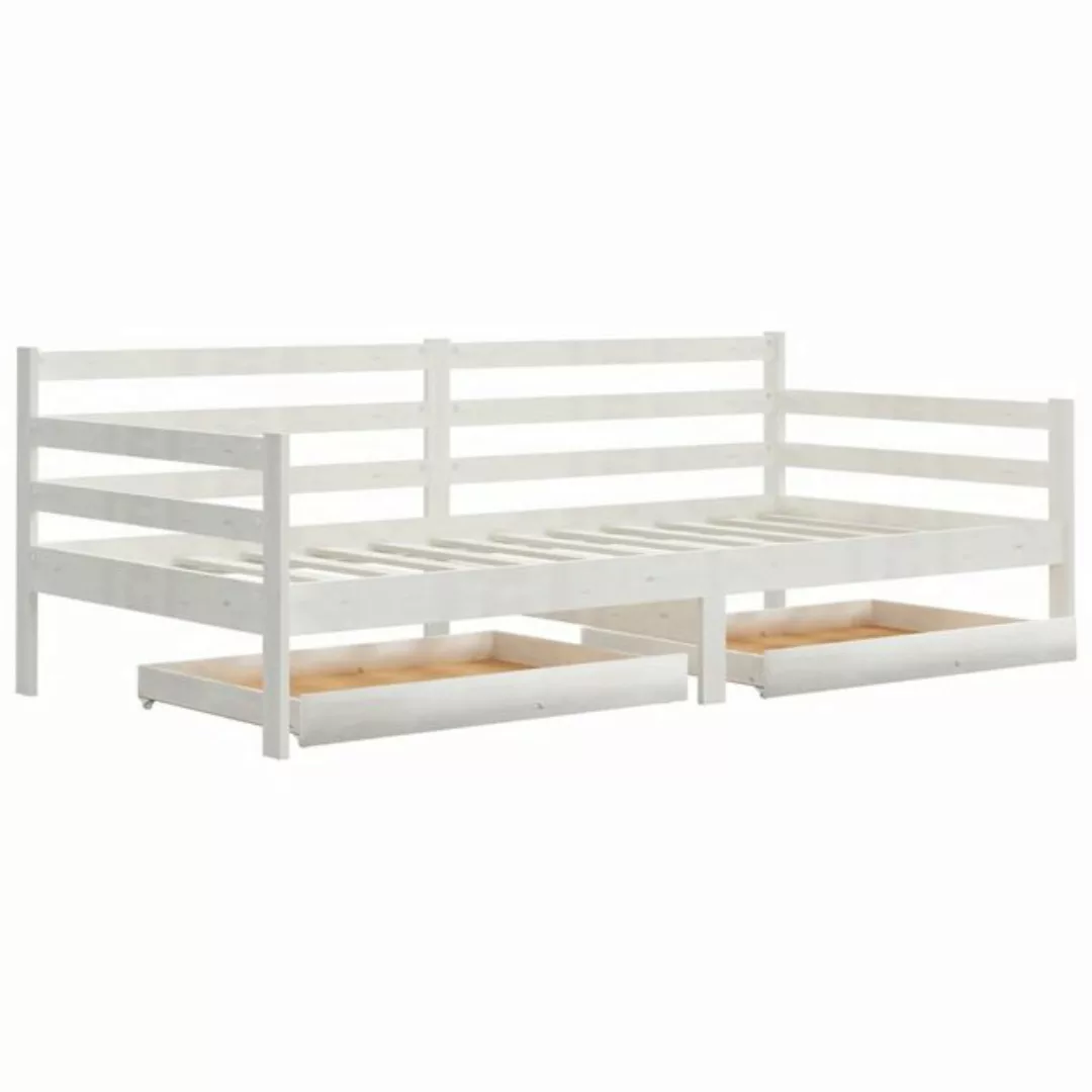 vidaXL Bett Tagesbett mit Schubladen 90x200 cm Weiß Massivholz Kiefer günstig online kaufen