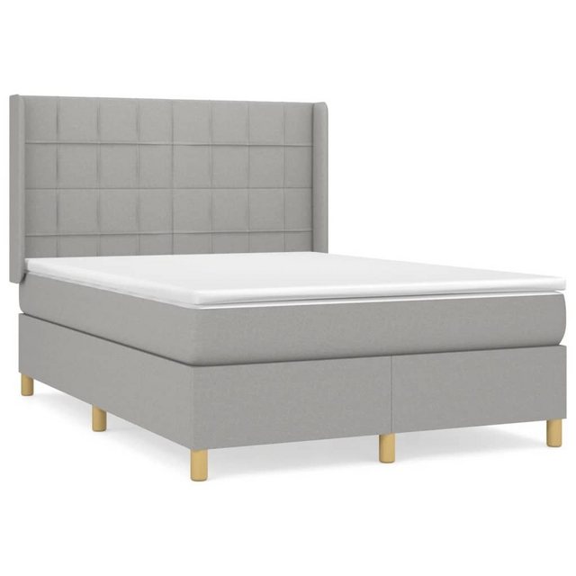 vidaXL Bettgestell Boxspringbett mit Matratze Hellgrau 140x190 cm Stoff Bet günstig online kaufen