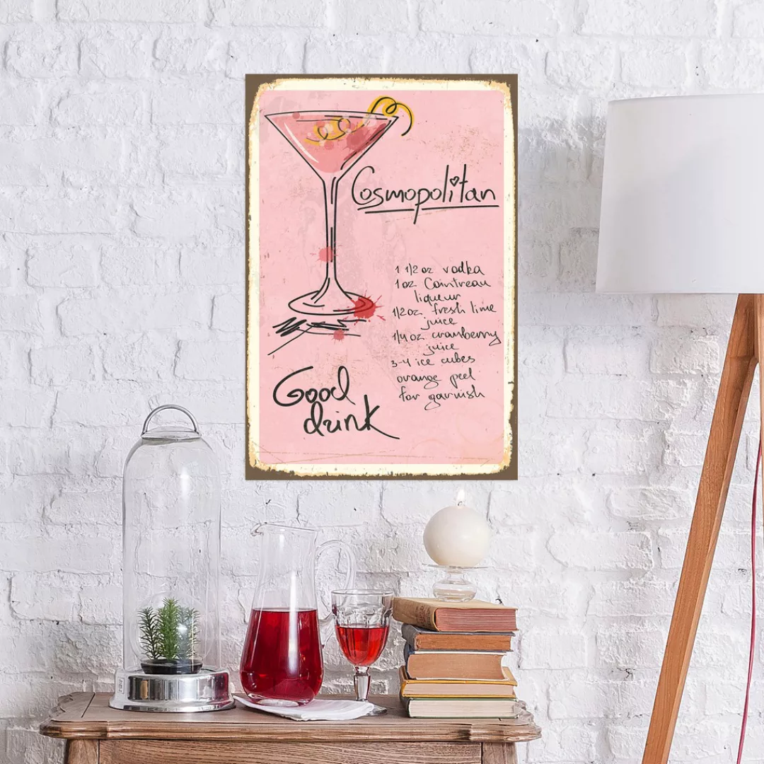 queence Metallbild "Cosmopolitan", Sprüche, (1 St.), Rezept, Cocktail, rosa günstig online kaufen