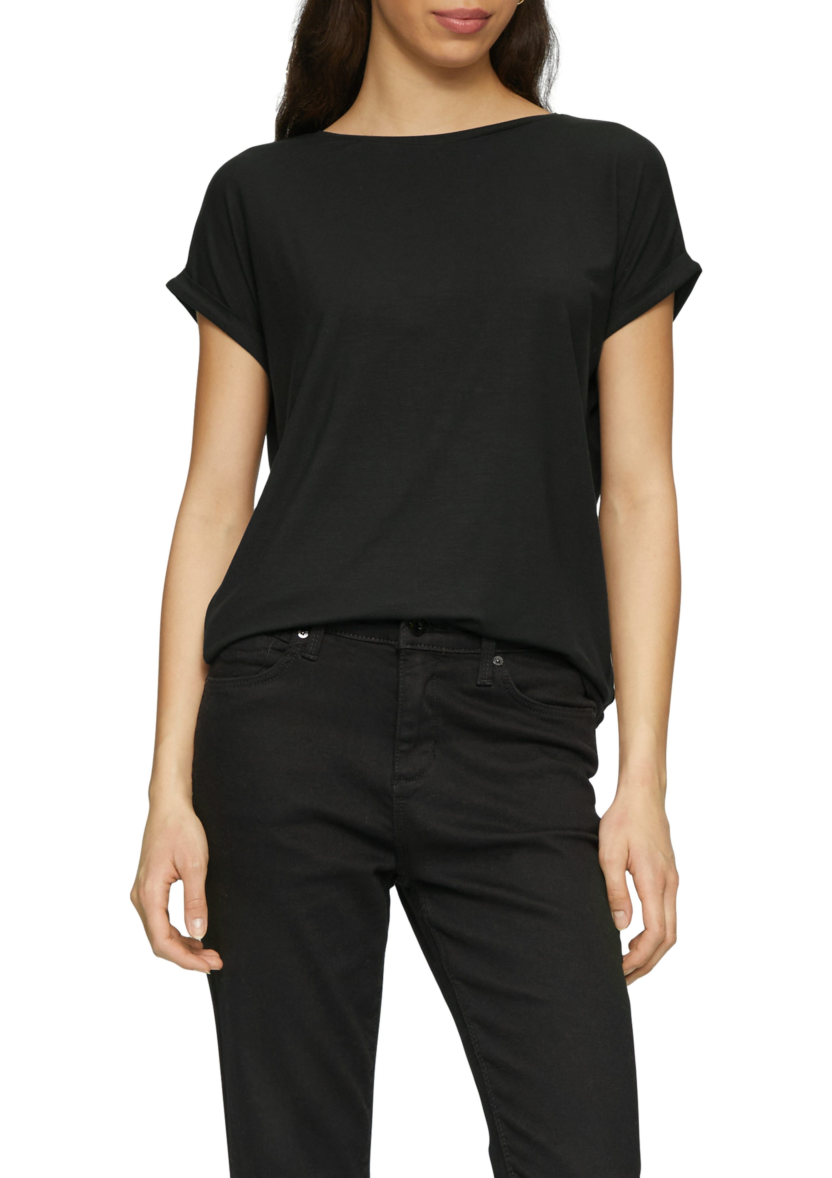 QS Kurzarmshirt mit Ärmelaufschlag günstig online kaufen