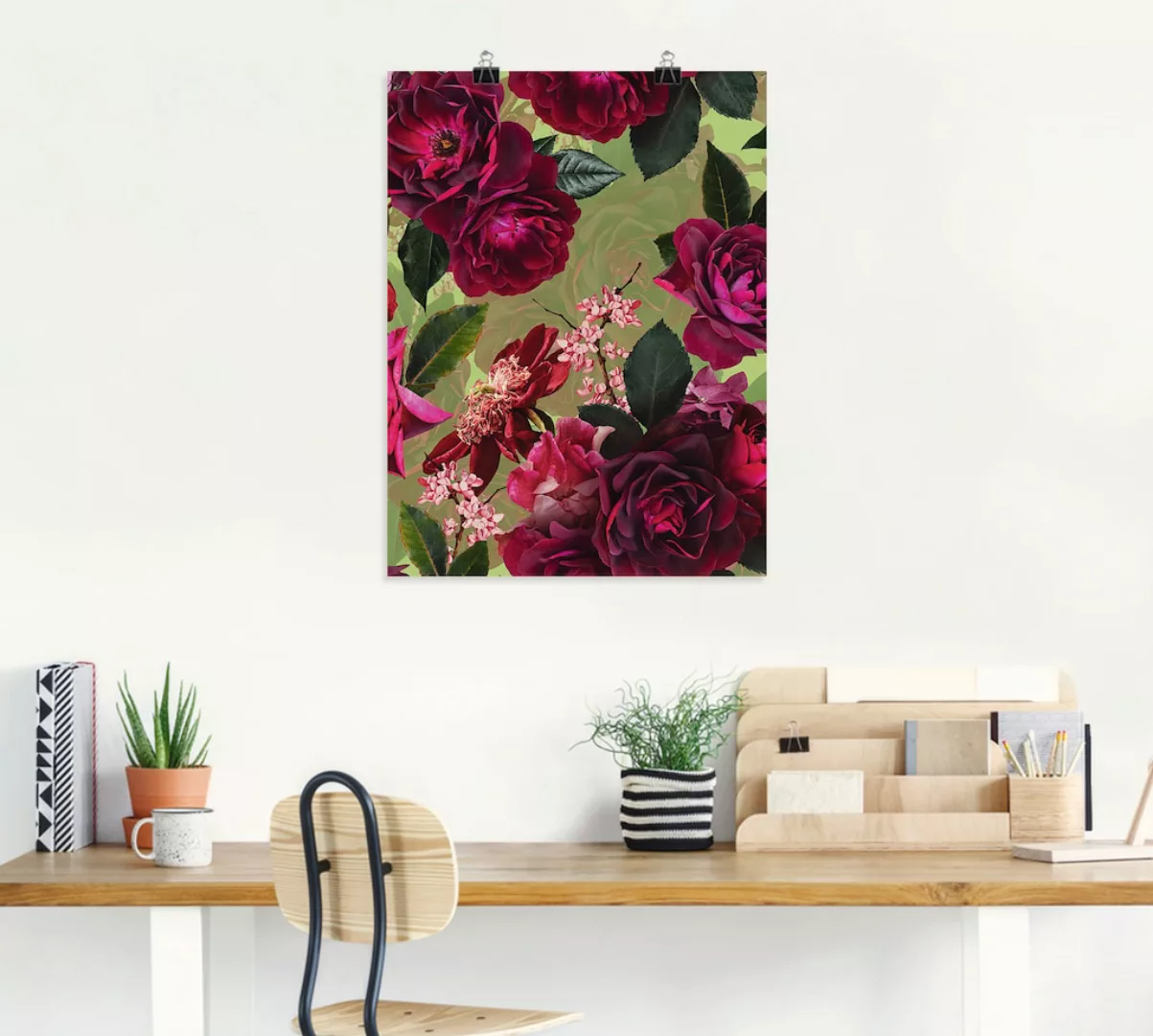 Artland Wandbild »Dunkle Rosen auf Grün«, Blumenbilder, (1 St.), als Alubil günstig online kaufen