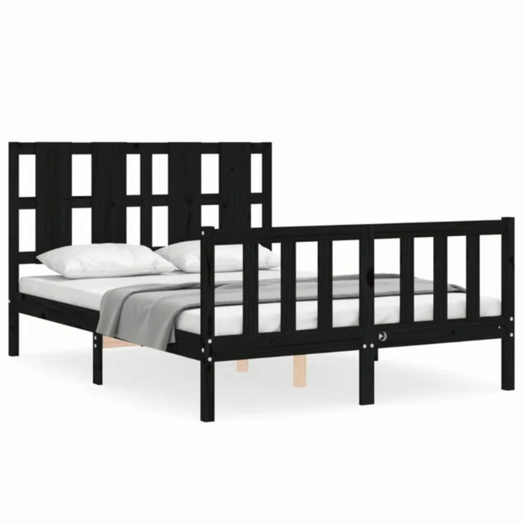 furnicato Bett Massivholzbett mit Kopfteil Schwarz 140x190 cm günstig online kaufen