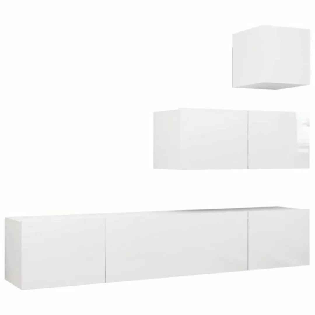 vidaXL TV-Schrank 4-tlg TV-Schrank-Set Hochglanz-Weiß Spanplatte TV-Konsole günstig online kaufen