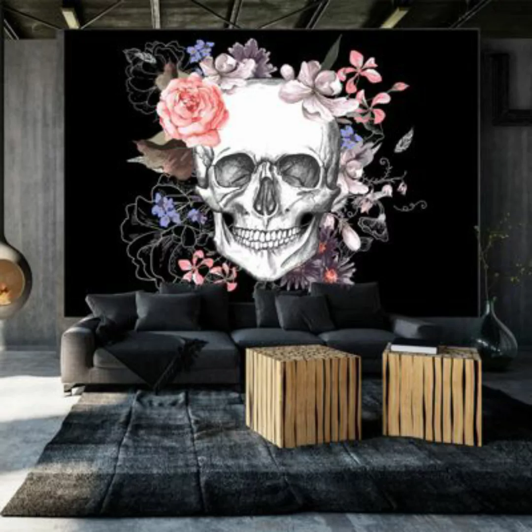 artgeist Fototapete Skull and Flowers mehrfarbig Gr. 100 x 70 günstig online kaufen