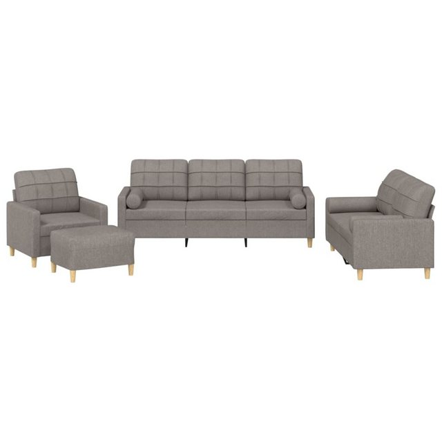 vidaXL Sofa Sofagarnitur mit Kissen Stoff, mit Zierkissen + Hocker, Taupe günstig online kaufen