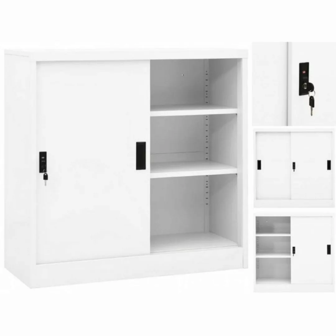 vidaXL Kleiderschrank Büroschrank mit Schiebetür Weiß 90x40x90 cm Stahl günstig online kaufen