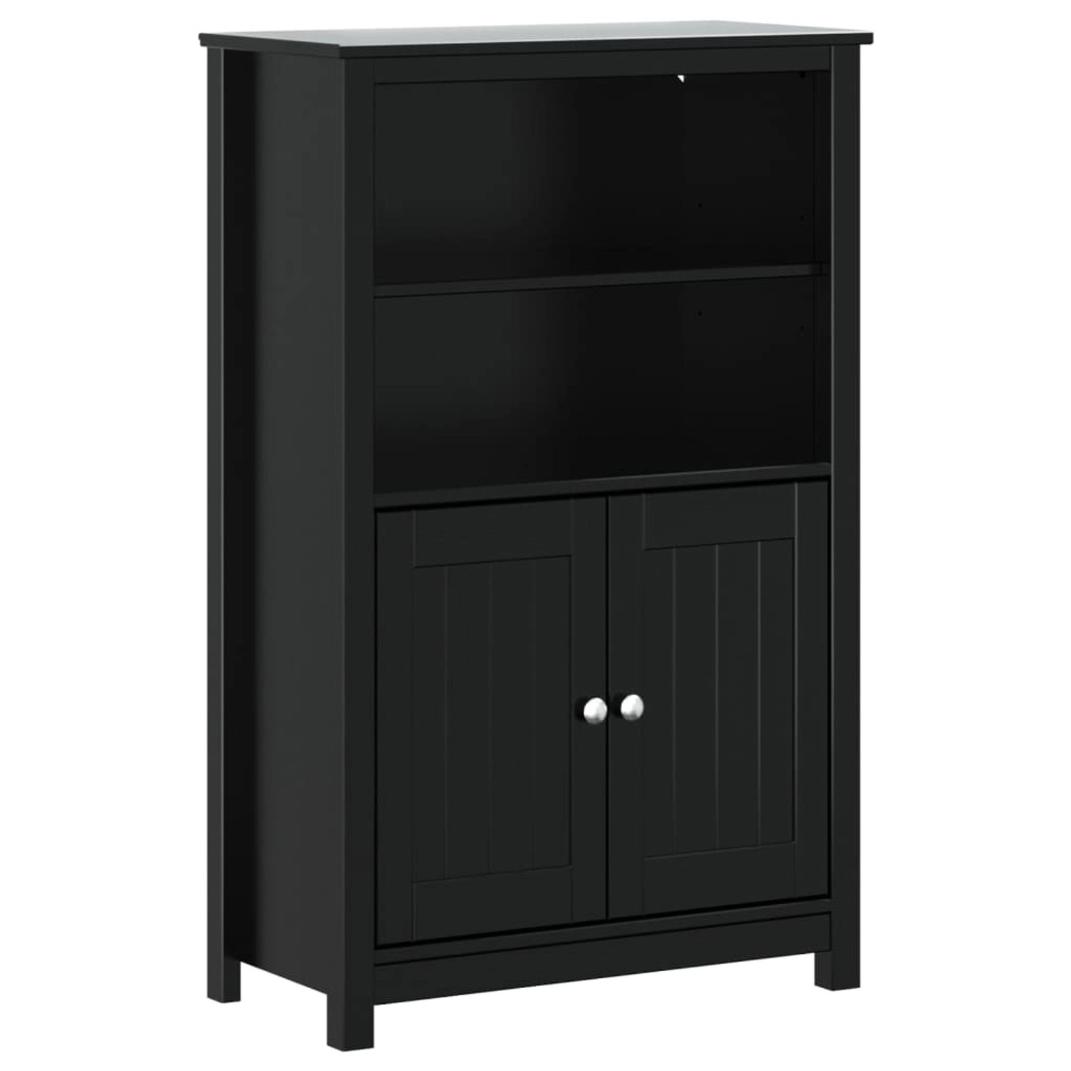 vidaXL Badschrank BERG Schwarz 69,5x34x110 cm Massivholz Kiefer günstig online kaufen