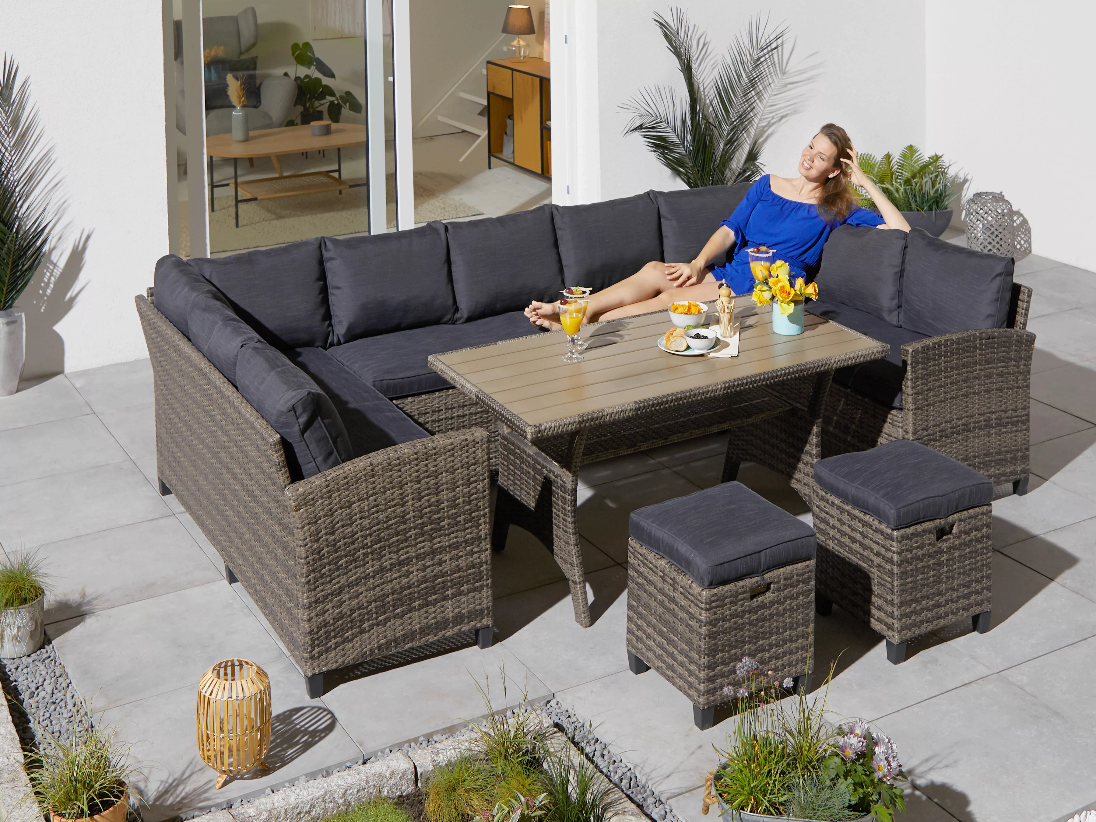 KONIFERA Gartenlounge-Set "Rotterdam", (Set, 20 tlg., 3x 3er Sofa, 2x Hocke günstig online kaufen