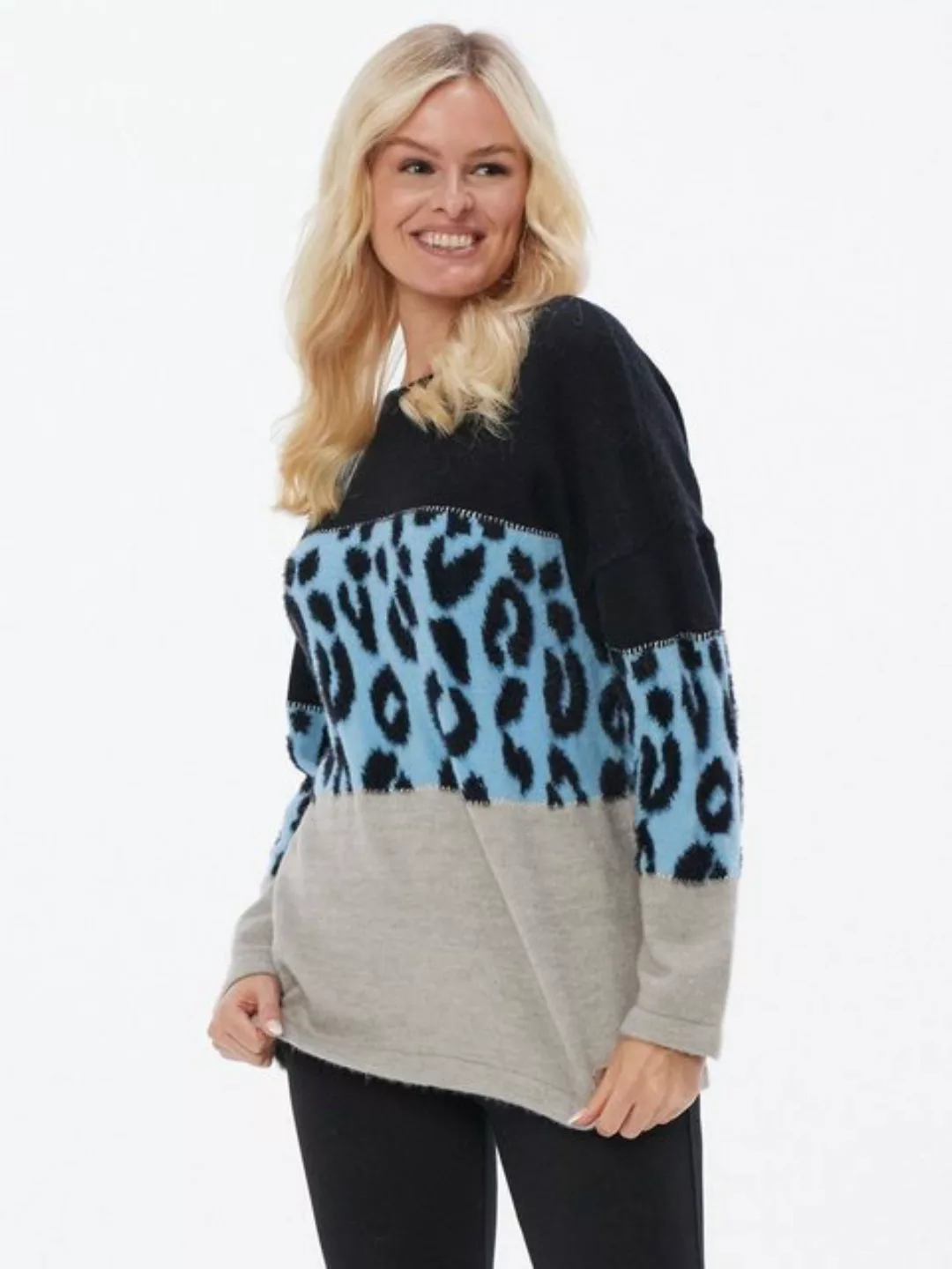 Georg Stiels Strickpullover mit Animalprint und Lurexapplikation günstig online kaufen