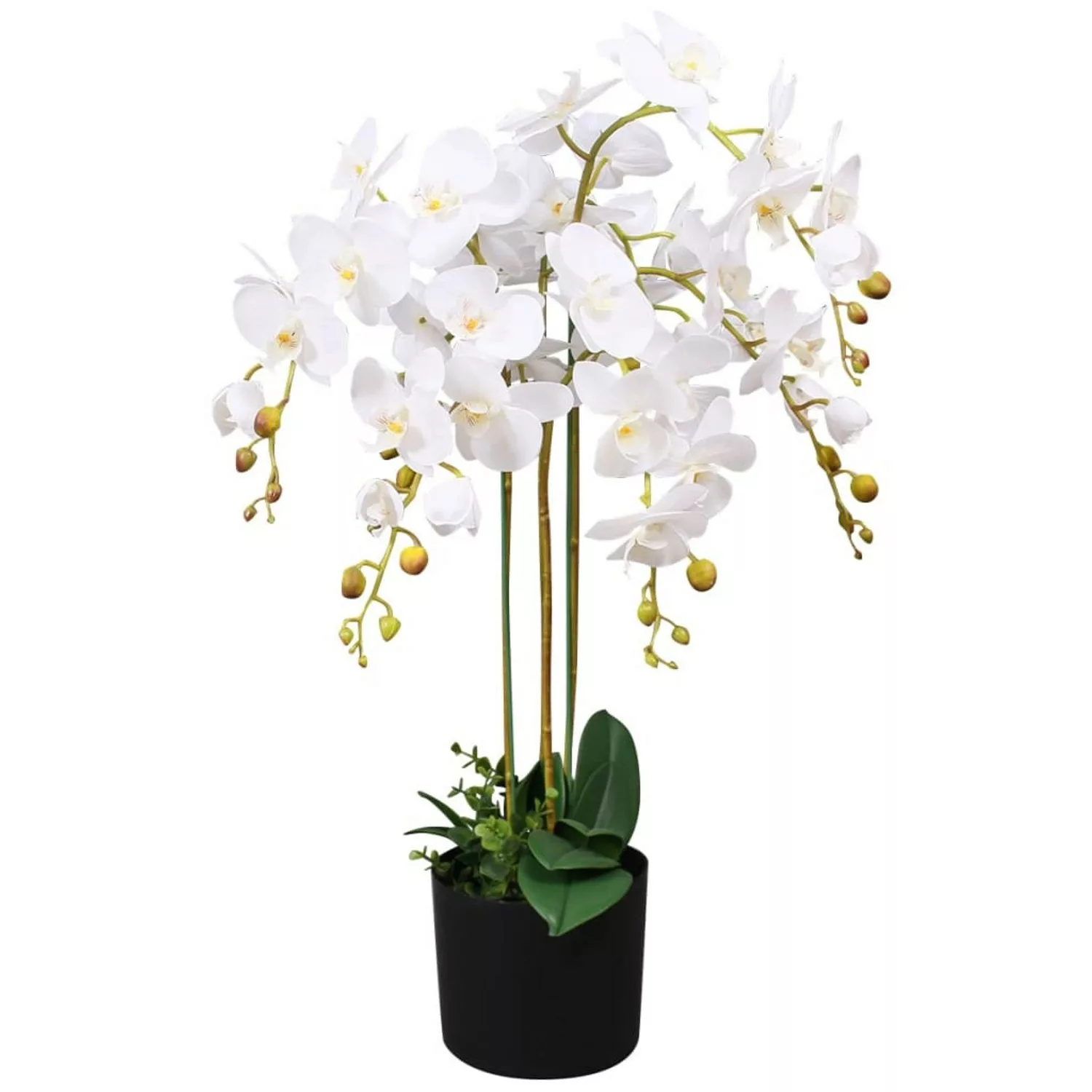 furnicato Künstliche Orchidee mit Topf 75 cm Weiß günstig online kaufen