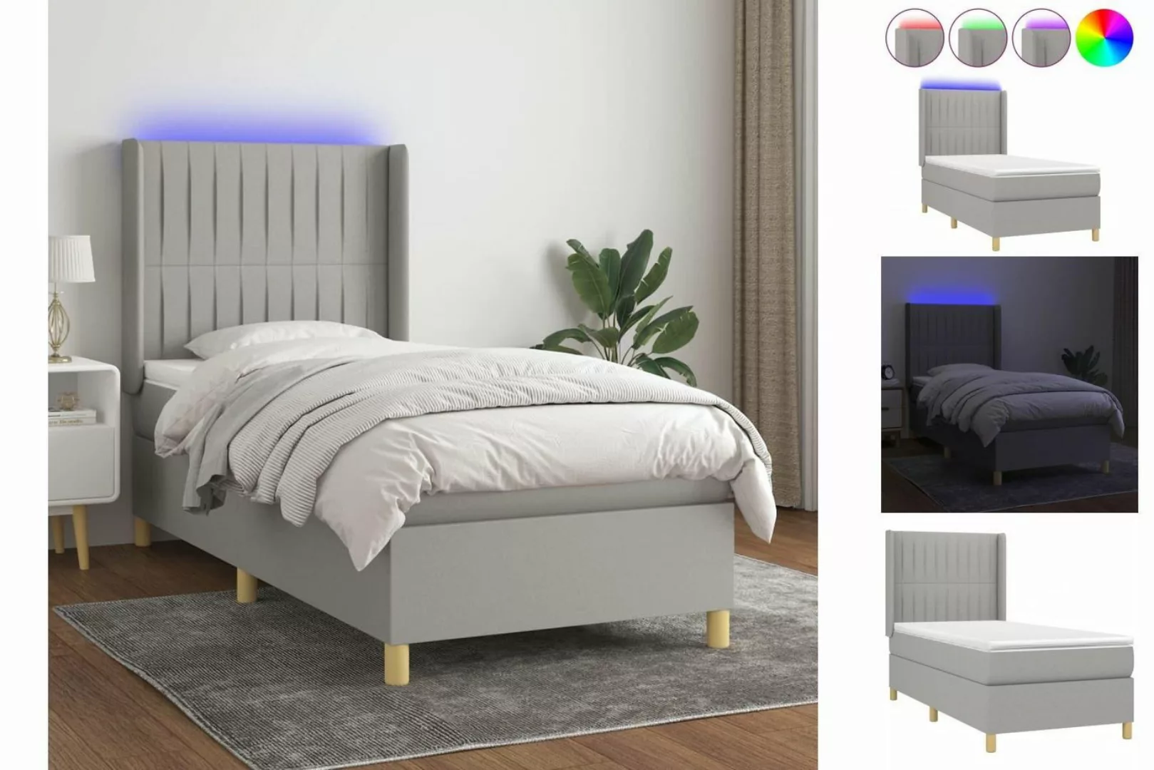 vidaXL Boxspringbett Bett Boxspringbett mit Matratze und LED Stoff (100x 20 günstig online kaufen