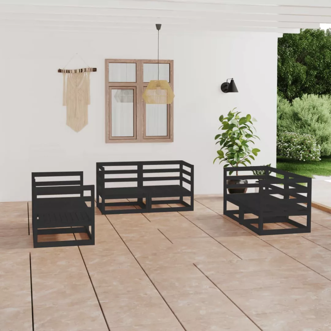 6-tlg. Garten-lounge-set Schwarz Massivholz Kiefer günstig online kaufen