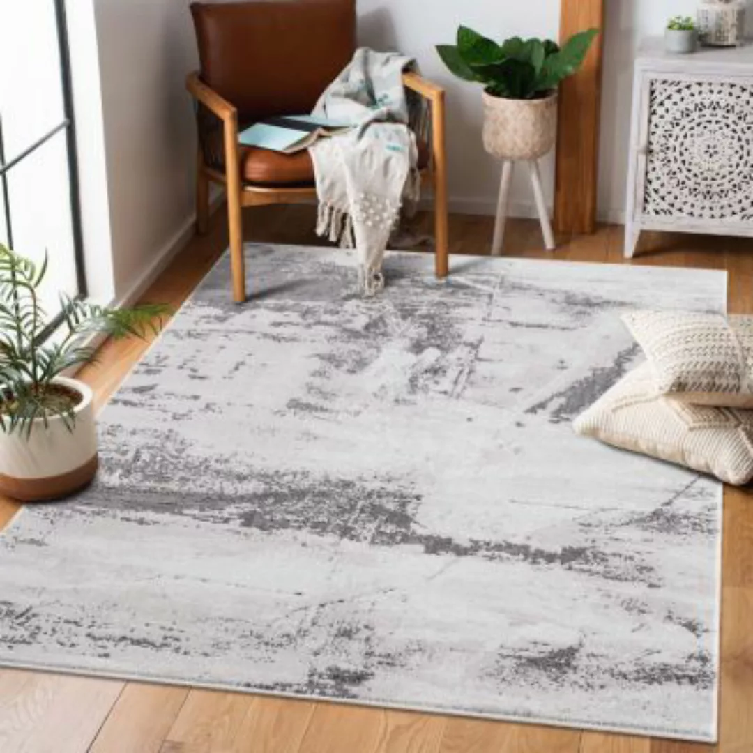 carpet city® Teppich Kurzflor Modern Wohnzimmer - Grau - Meliert Abstrakt V günstig online kaufen