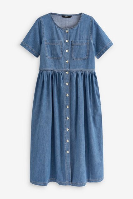 Next Midikleid Durchgeknöpftes Denim-Midikleid, Kurzgröße (1-tlg) günstig online kaufen