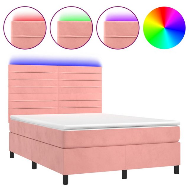 vidaXL Boxspringbett Boxspringbett mit Matratze & LED Samt (140 x 200 cm, R günstig online kaufen