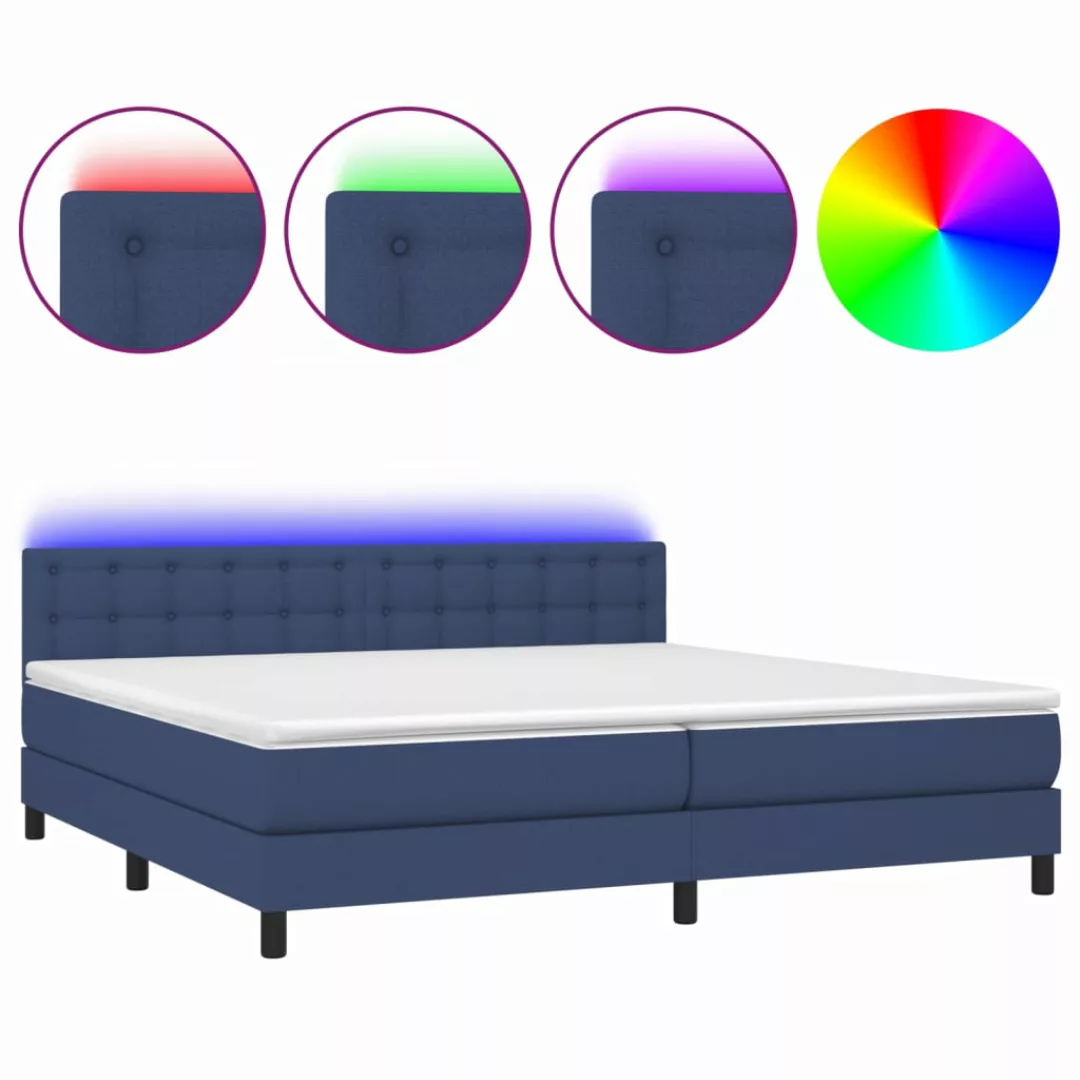 vidaXL Boxspringbett Boxspringbett mit Matratze LED Blau 200x200 cm Stoff B günstig online kaufen