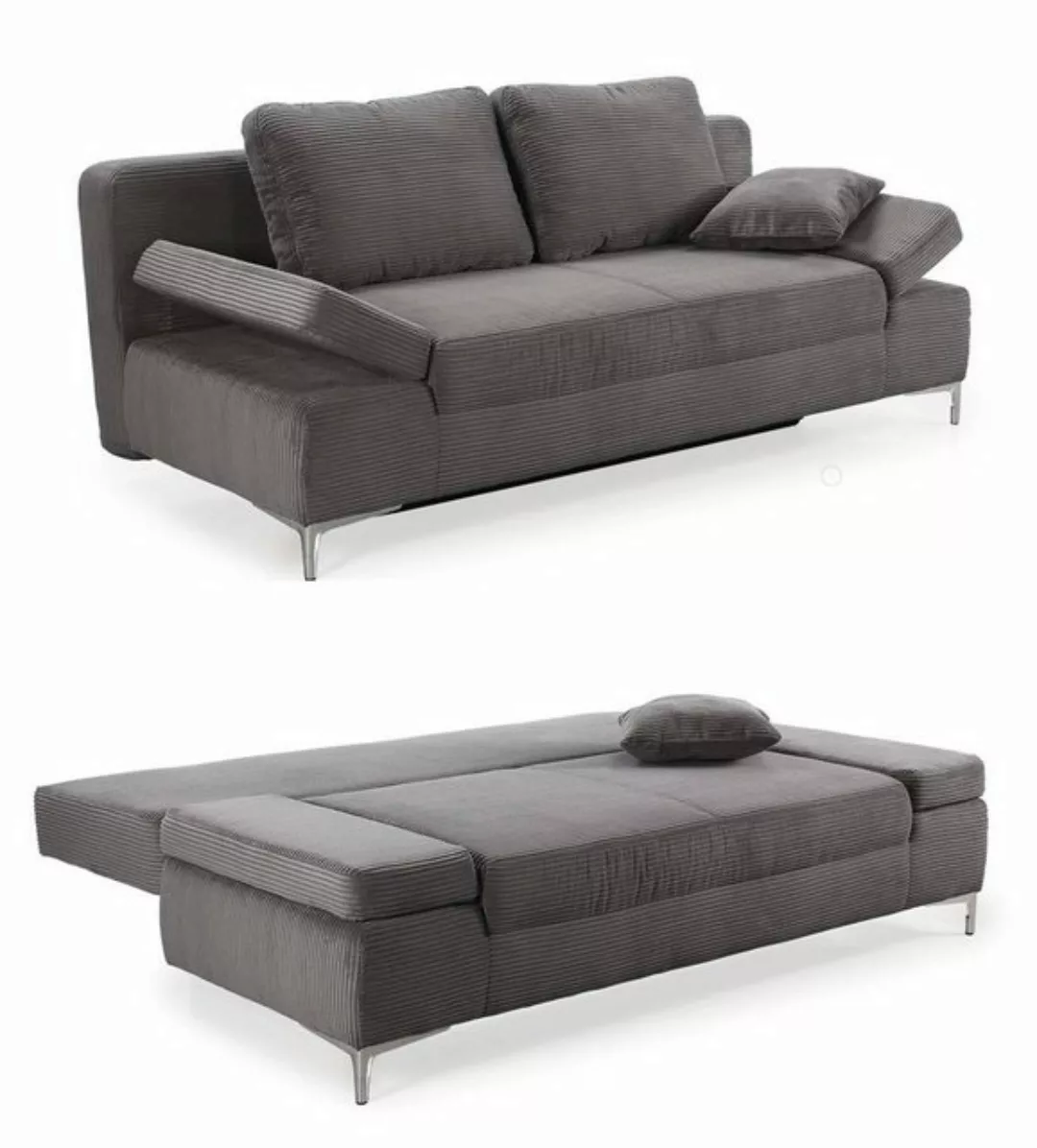 luma-home Schlafsofa 15204, mit Bettfunktion 202 cm breit, Federkern, Bettk günstig online kaufen