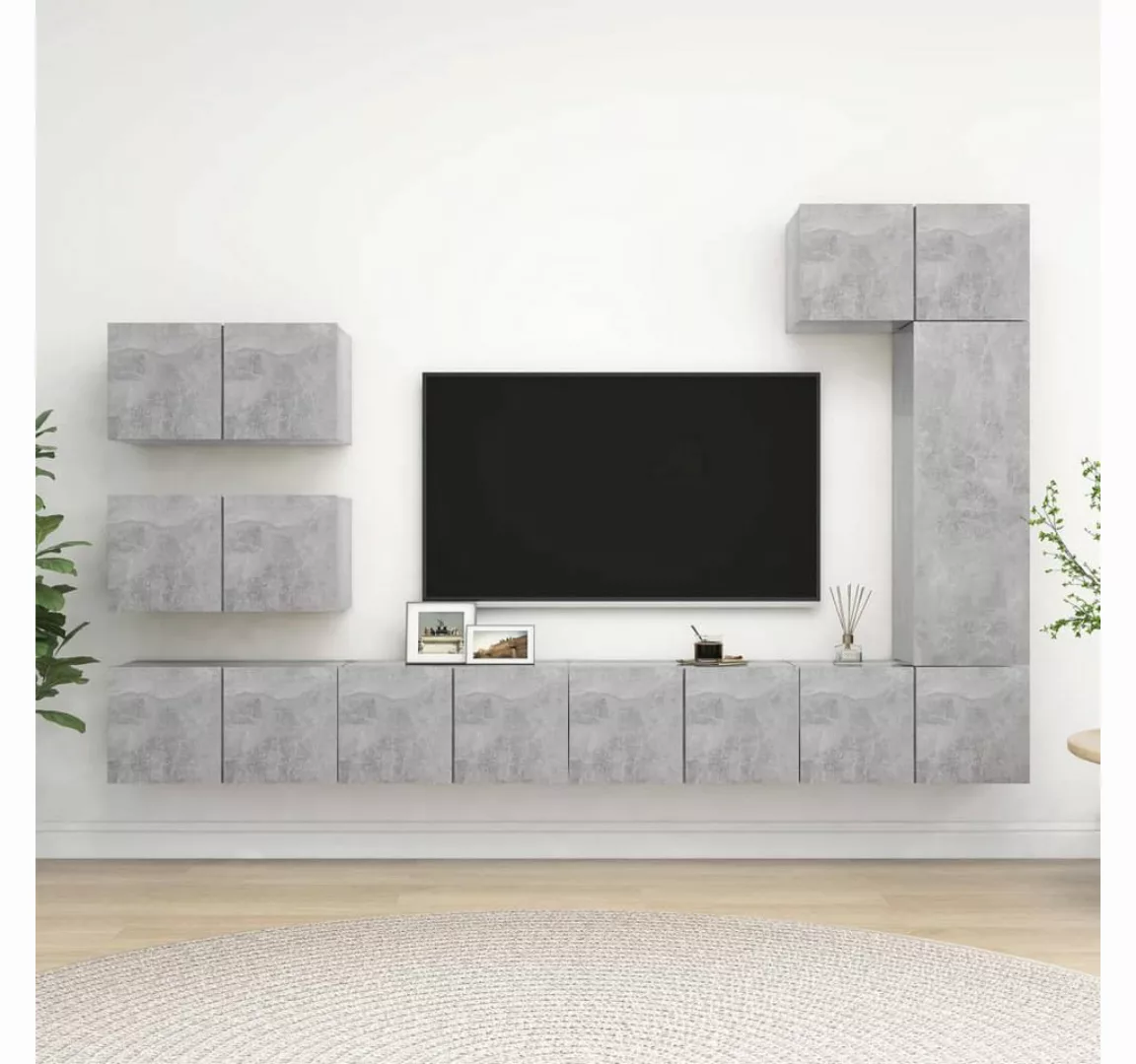 vidaXL TV-Schrank 8-tlg TV-Schrank-Set Betongrau Spanplatte günstig online kaufen