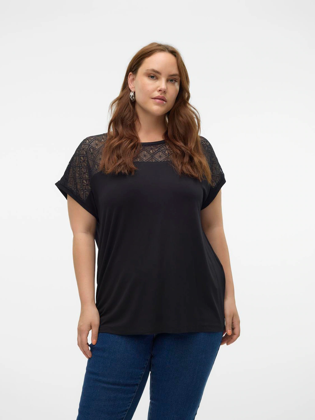 Vero Moda Curve Spitzenshirt "VMCANNE SS O-NECK LACE TOP JRS NOOS CUR" günstig online kaufen