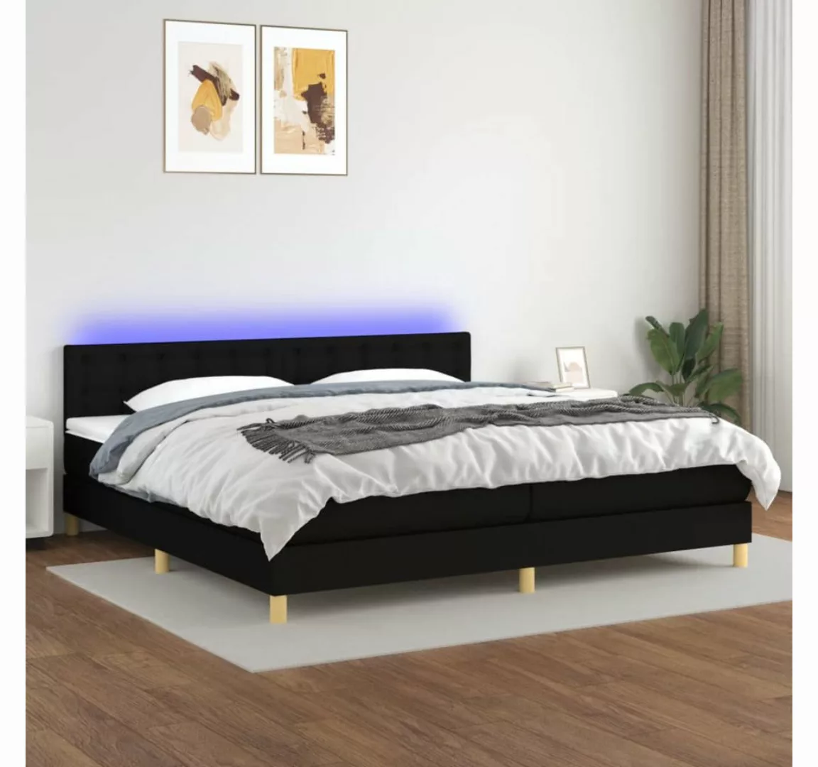 vidaXL Boxspringbett Boxspringbett mit Matratze LED Schwarz 200x200 cm Stof günstig online kaufen