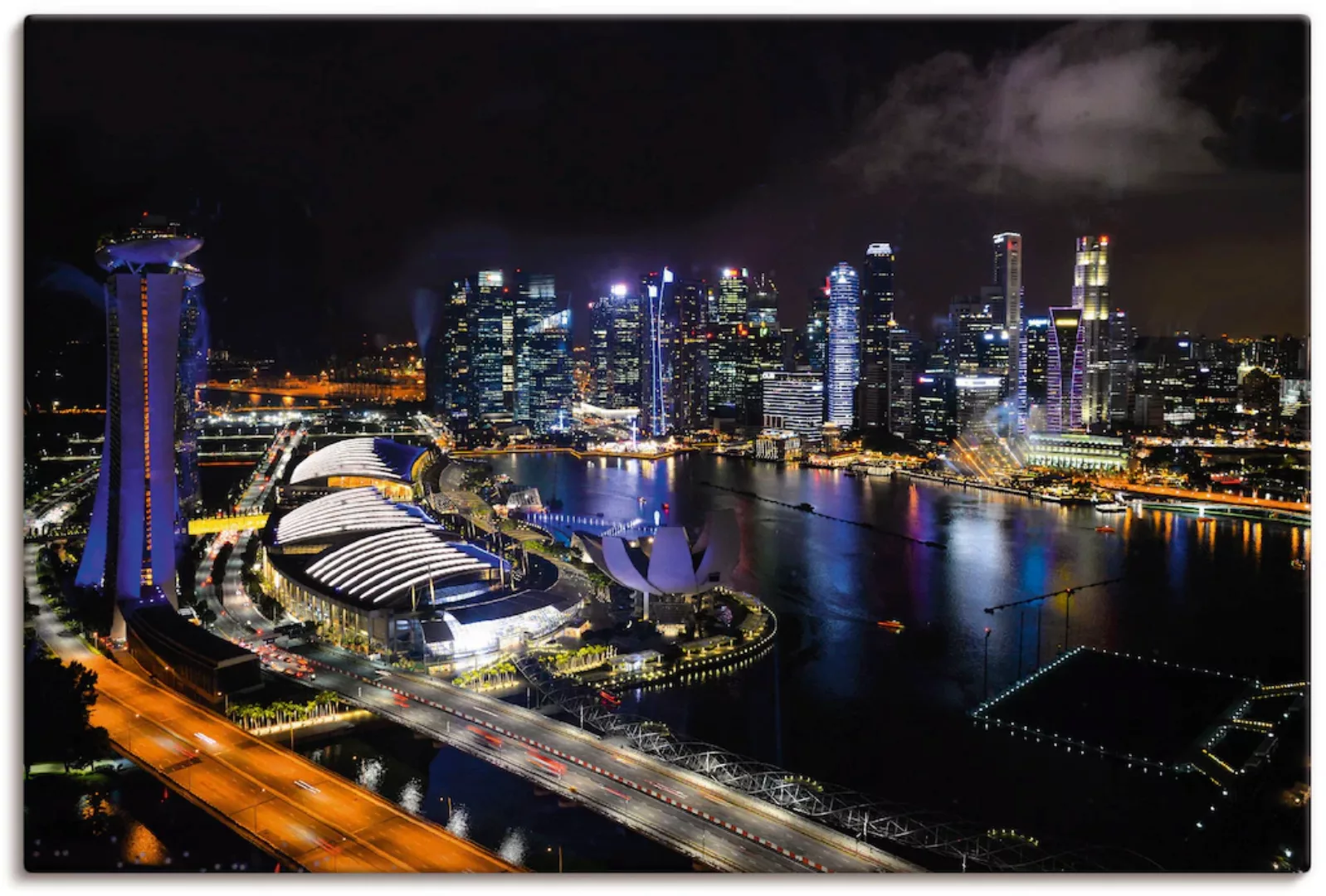 Artland Leinwandbild "Singapur bei Nacht", Bilder von Asien, (1 St.), auf K günstig online kaufen