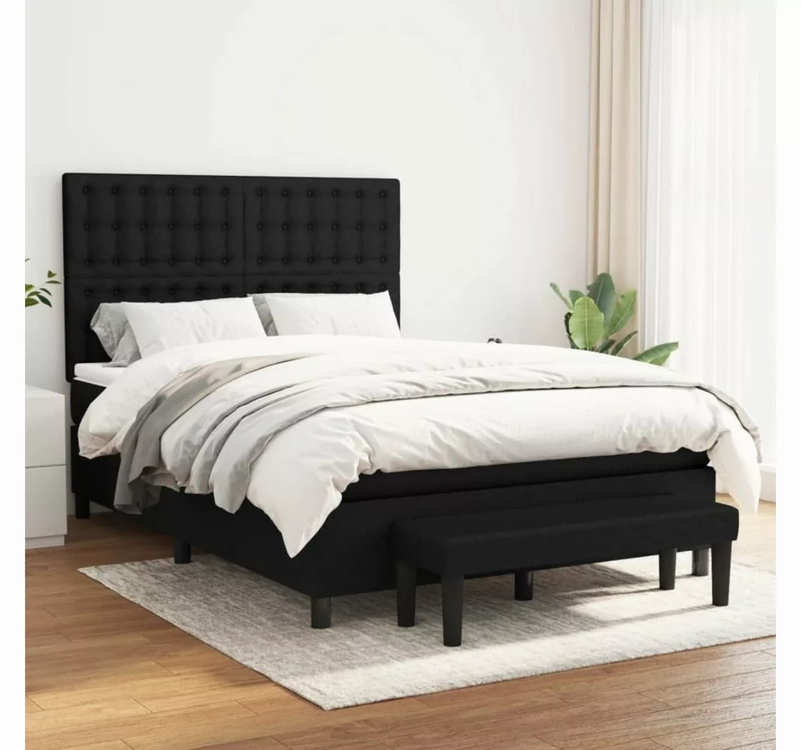 furnicato Bett Boxspringbett mit Matratze Schwarz 140x200 cm Stoff günstig online kaufen