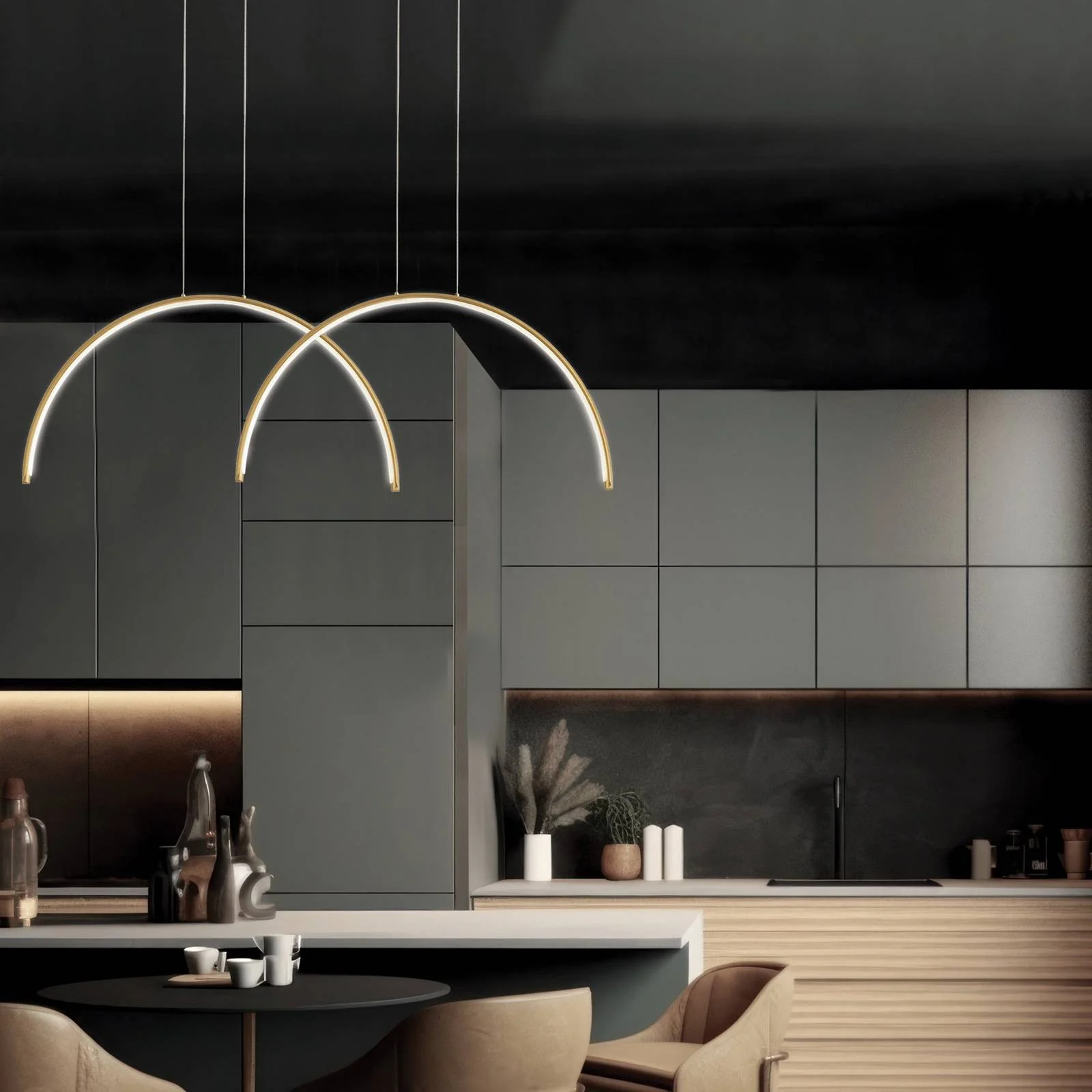 LED-Pendellampe Megan, Länge 95 cm, goldfarben, 2-flg. günstig online kaufen
