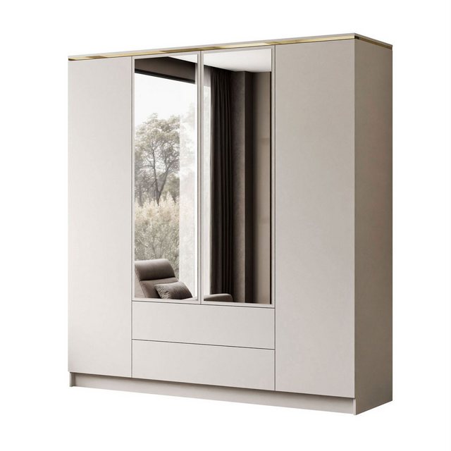 Lookway Kleiderschrank AURORA 4D2SZ KASCHMIR mit Spiegel Breite: 200 cm günstig online kaufen