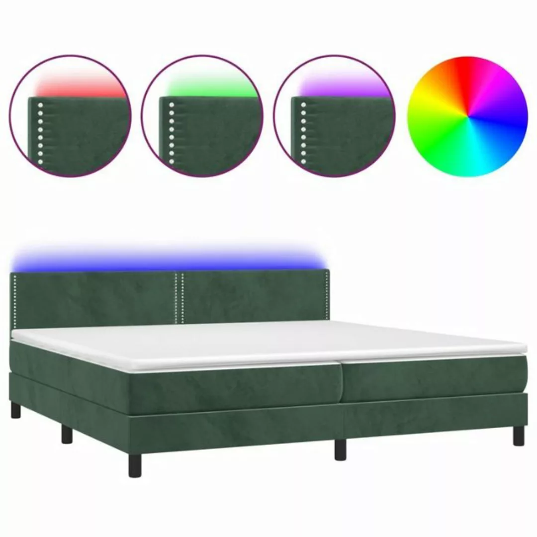 vidaXL Bettgestell Boxspringbett mit Matratze LED Dunkelgrün 200x200 cm Sam günstig online kaufen