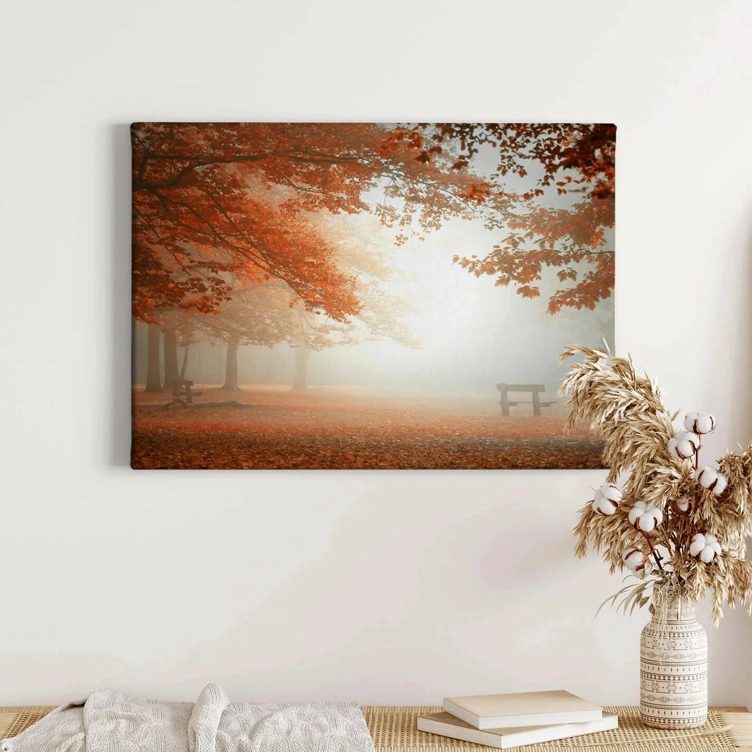 Bricoflor Leinwand Bild Mit Herbstwald Orange Braun Keilrahmen Bild Mit Wal günstig online kaufen