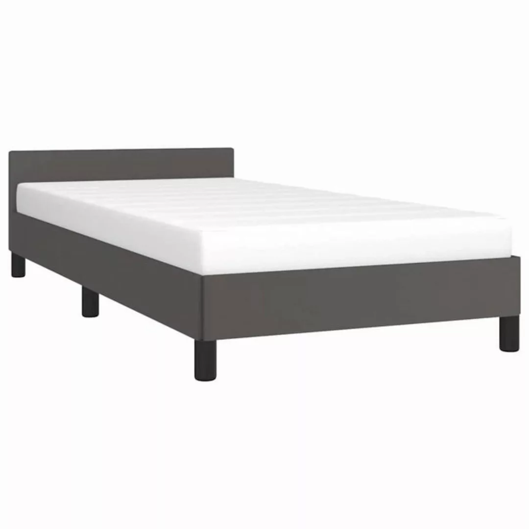 vidaXL Bett Bettgestell mit Kopfteil ohne Matratze Grau 90x190 cm günstig online kaufen