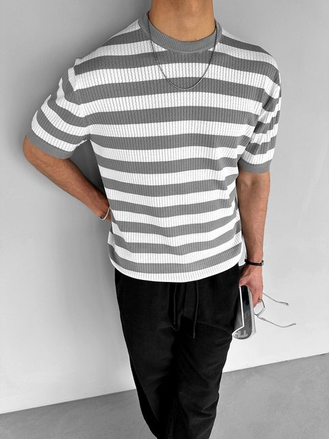 Abluka T-Shirt OVERSIZE STRIPED KNIT T-SHIRT günstig online kaufen